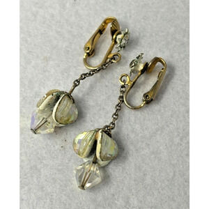Vintage Cip On Earring Aurora Borealis Dangle‎ Estate